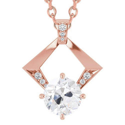 Echt Diamant-Anhänger-Halskette Rund Im Alten Minenschliff 3.50 Karat Roségold