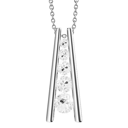 Echt Diamant-Anhänger Fünf-Stein-Rund-Alt-Europäischer Slide-Stil 3 Karat 14K