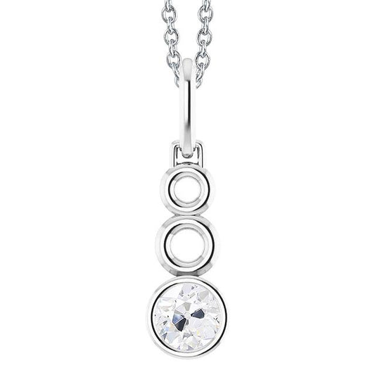 Echt Diamant-Anhänger Runder Alter Minenschliff-Lünettensatz Mit Kette 1 Karat 14K
