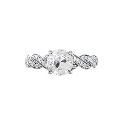 Echt Diamant-Jubiläumsring Old Cut Twisted Shank 2.25 Karat Milgrain