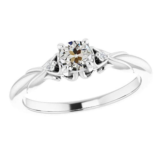 Echt Diamant-Runder Alter Bergmann Drei-Steine-Ring 14K Gold 1,50 Karat