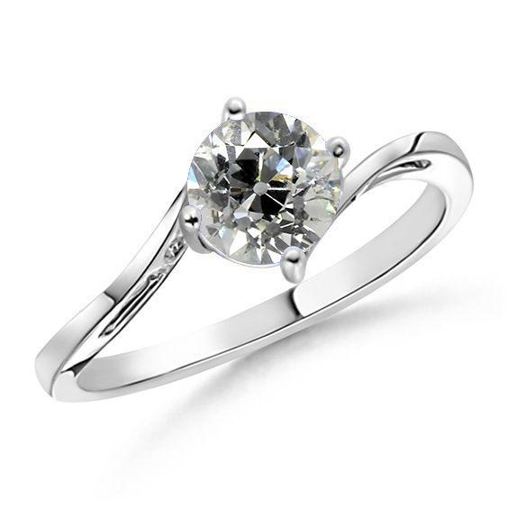 Echt Diamant-Solitärring Alter Bergmann Rundschliff 1,50 Karat Tension Style