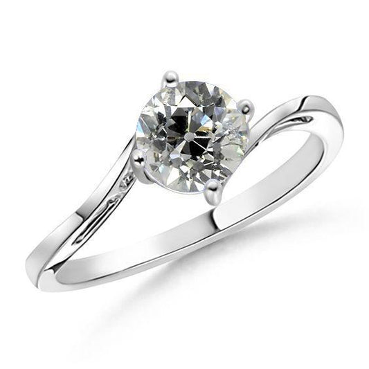 Echt Diamant-Solitärring Alter Bergmann Rundschliff 1,50 Karat Tension Style