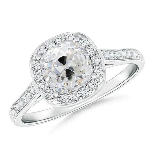 Echt Diamant-Verlobungs-Kathedralen-Fassungsring Im Kissenschliff Old Miner