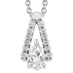 Echt Diamant Anhänger Halskette Birne Altschliff V-Form 4 Karat Schmuck