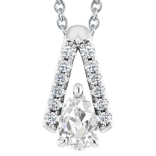 Echt Diamant Anhänger Halskette Birne Altschliff V-Form 4 Karat Schmuck - harrychadent.ch