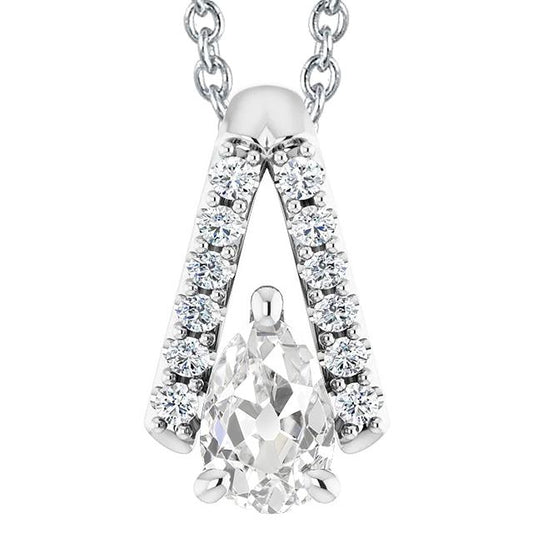Echt Diamant Anhänger Halskette Birne Altschliff V-Form 4 Karat Schmuck - harrychadent.ch