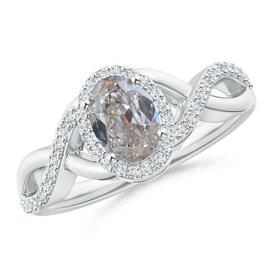 Echt Diamant Halo Ring 2,25 Karat Oval Alteuropäisches Funkelndes Weißgold - harrychadent.ch