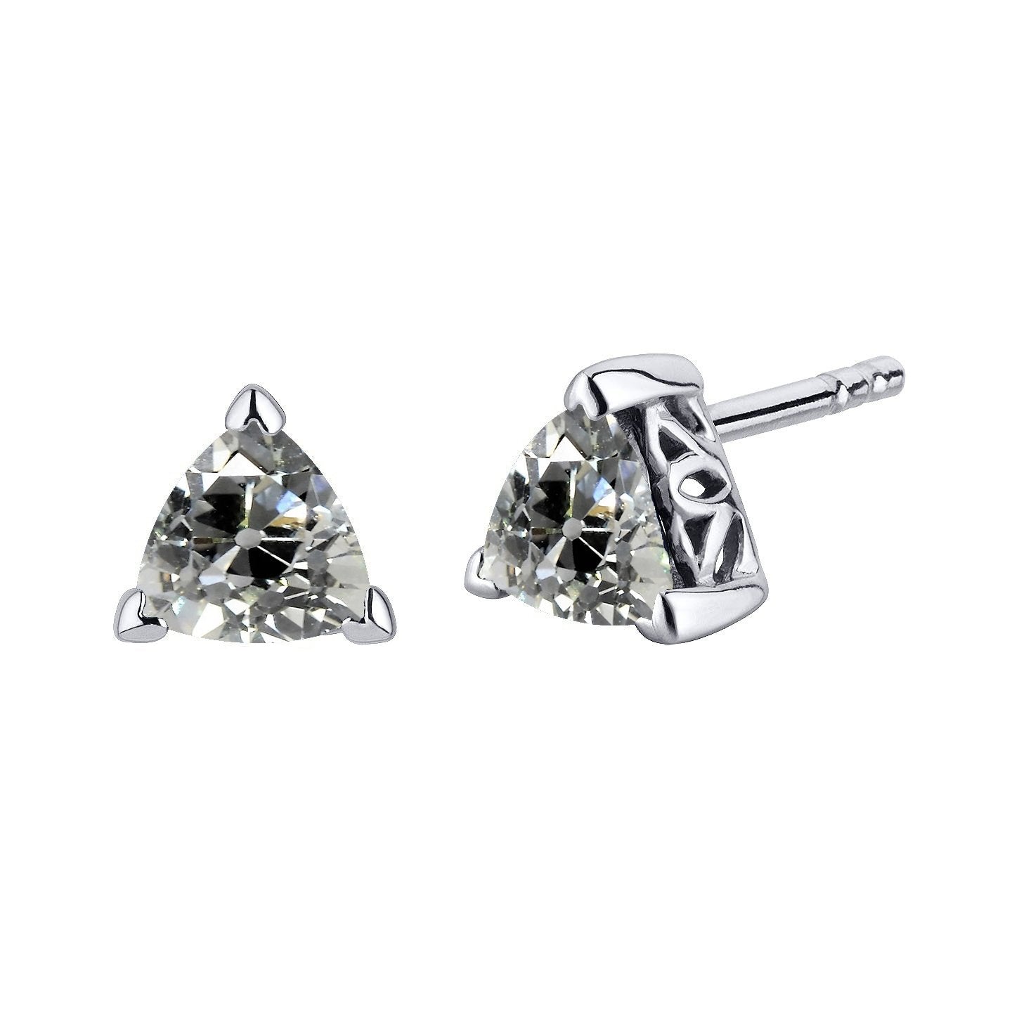 Echt Diamant Ohrstecker Trillion Alter Bergmann Solitaire Ohrringe 3 Karat Gold 14K - harrychadent.ch