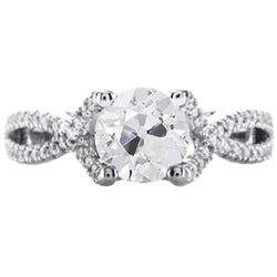 Echt Diamant Old Cut Ring 2,50 Karat Twisted Split Shank Pave Set Akzente