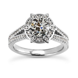 Echt Diamant Old Mine Cut Halo Ring Star Style Split Shank 5,50 Karat