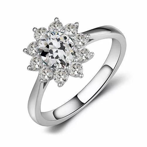Echt Diamant Rund & Oval Alter Bergmann Halo Ring Blumenstil 3 Karat - harrychadent.ch