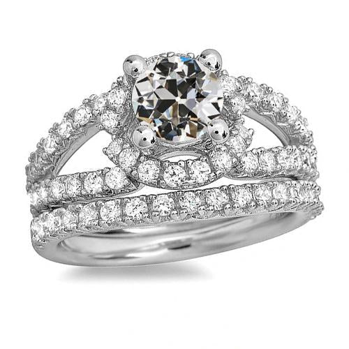 Echt Diamant Runder Alter Bergmann Verlobungsring Set Split Shank 5,50 Karat - harrychadent.ch