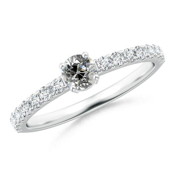 Echt Diamantring Altschliff mit Akzenten 2 Karat Weißgold 14K - harrychadent.ch