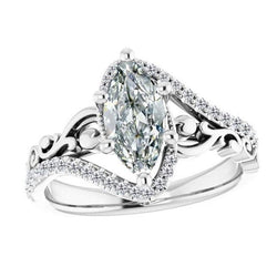 Echt Diamantring Im Antiken Stil Rund & Marquise Im Alten Minenschliff 4,50 Karat