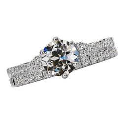 Ehering-Band-Set Rund Old Mine Cut Echt Diamant Weißgold 5 Karat
