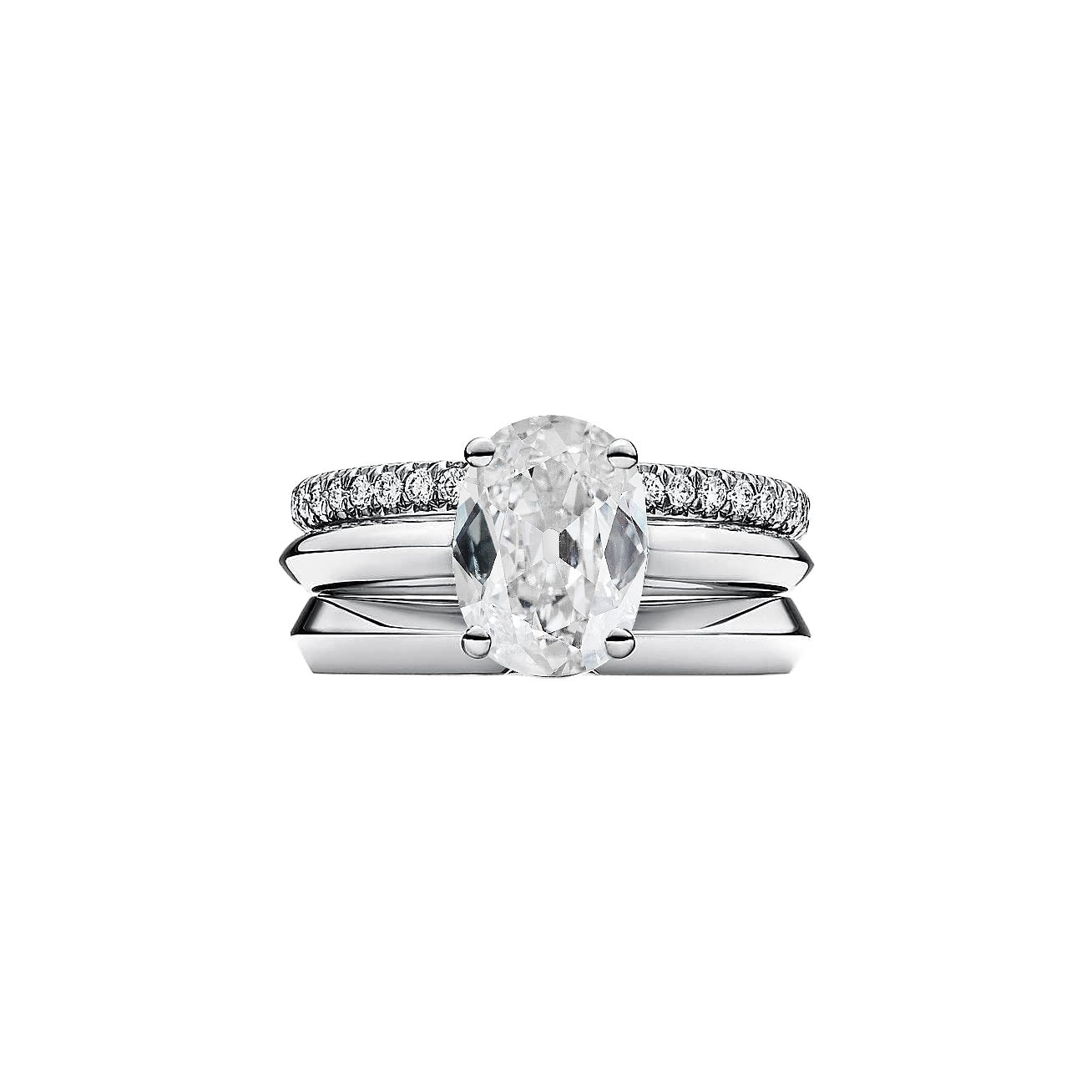 Ehering Band Set Old Cut Kissen Echt Diamant 3,50 Karat Gold 14K