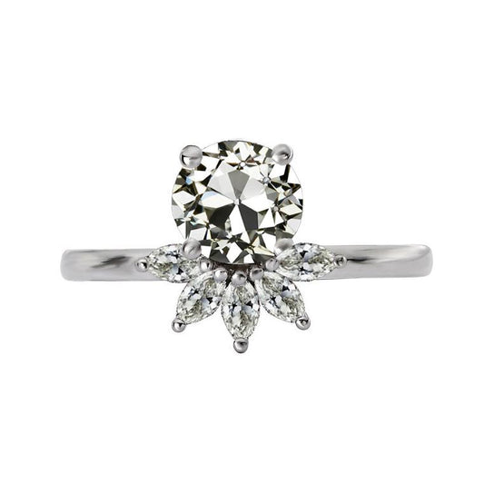 Ehering Marquise & Runder Altschliff Natürlich Diamant 4,50 Karat - harrychadent.ch