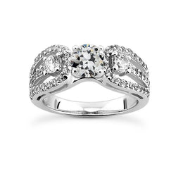 Ehering Runder Alter Minenschliff Echt Diamant Doppelt Geschlitzter Schaft 5,50 Karat