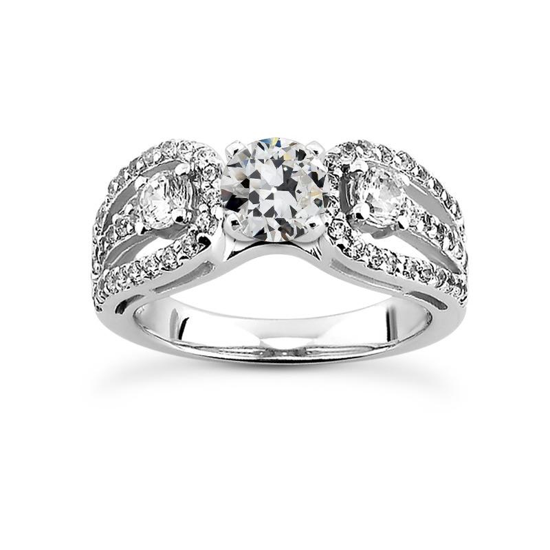 Ehering Runder Alter Minenschliff Echt Diamant Doppelt Geschlitzter Schaft 5,50 Karat - harrychadent.ch