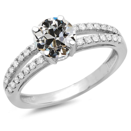 Ehering Runder Altschliff Echt Diamant Split Shank Prong Set 5,50 Karat