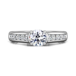 Ehering Runder Altschliff Naturlich Diamant Kanal Set 14K Gold 4 Karat
