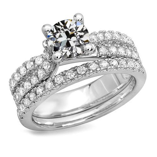 Ehering Set Rund Alt Minenschliff Naturlich Diamant Damen Schmuck 5 Karat - harrychadent.ch