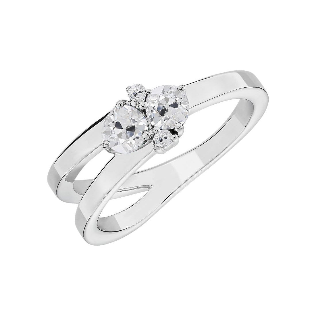 Ehering Split Shank Old Cut Runden Echt Diamants 2,25 Karat Schmuck