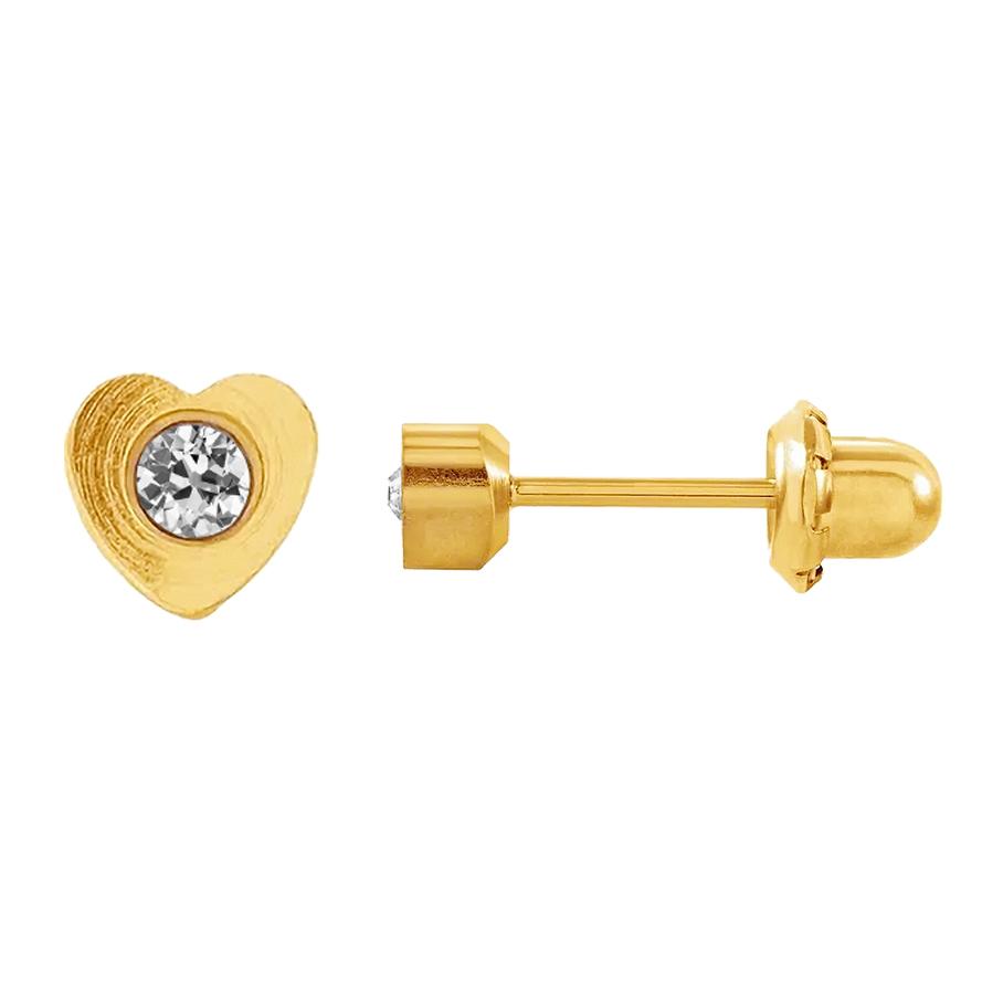 Gelbgold-Ohrstecker Alteuropäischer 1 Karat Echt Diamanten Herz-Stil mit Schraubverschluss - harrychadent.ch