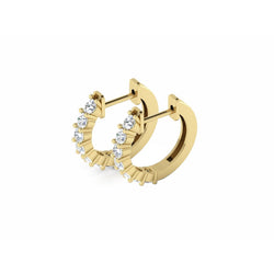 Gelbgold Creolen Runde Echt Diamanten Prong 1.90 Cm 2,10 Karat