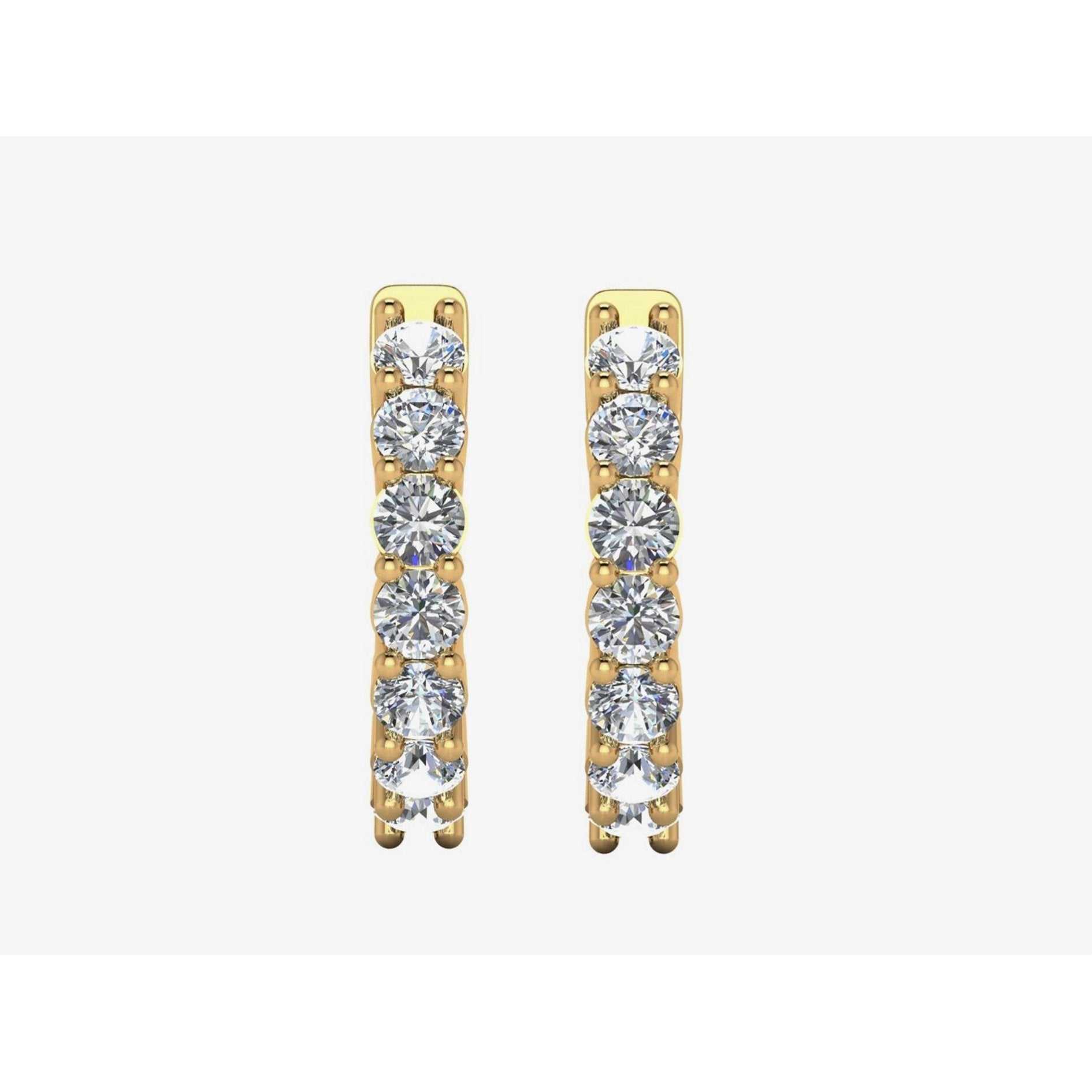 Gelbgold Creolen Runde Echt Diamanten Prong 1.90 Cm 2,10 Karat