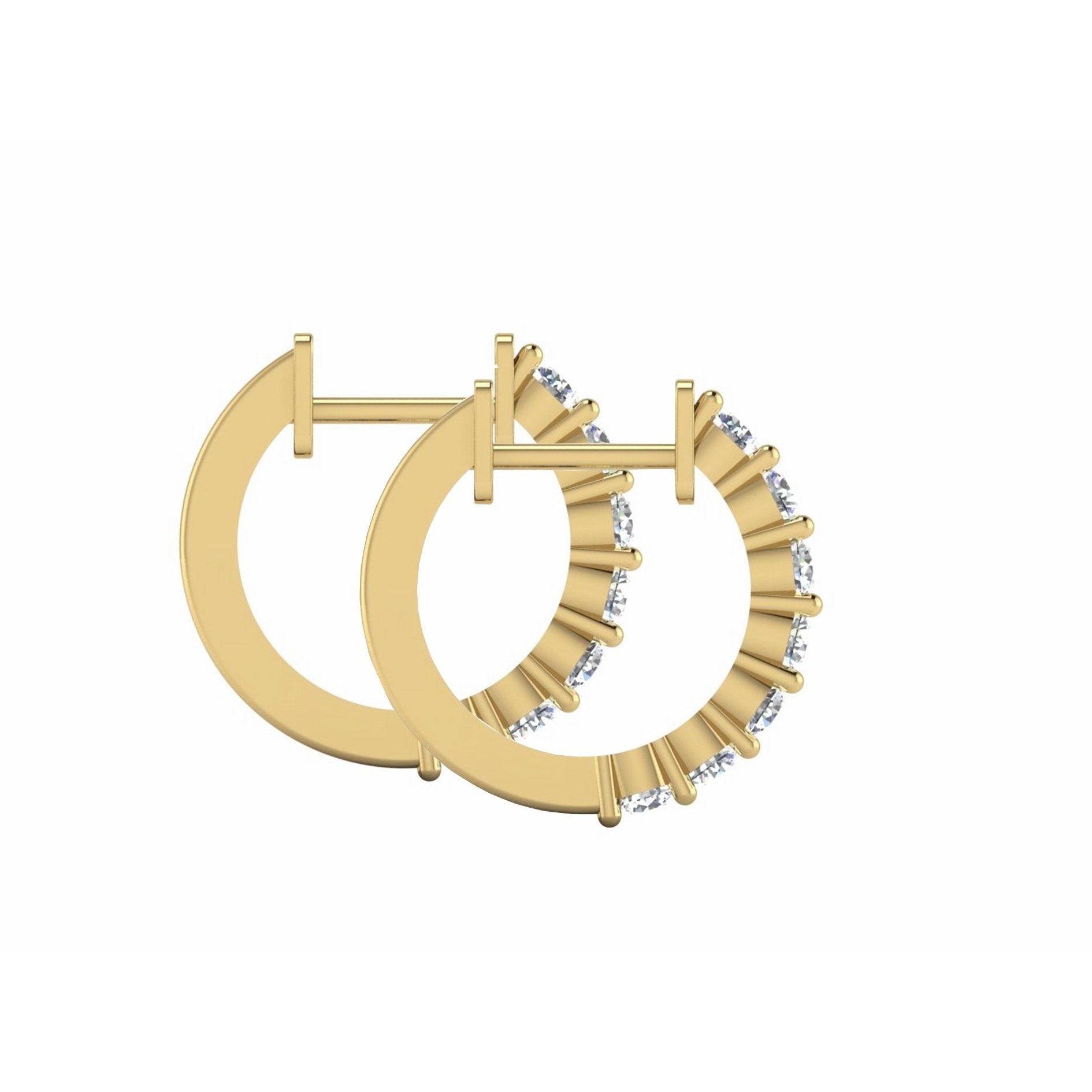 Gelbgold Creolen Runde Echt Diamanten Prong 1.90 Cm 2,10 Karat