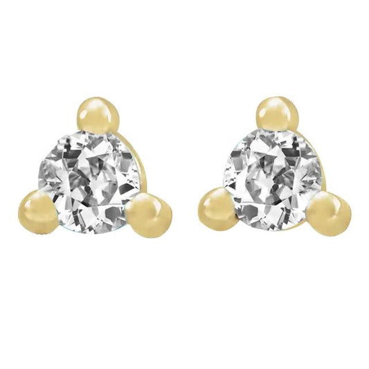 Gelbgold Echt Diamant Ohrstecker 4 Karat Rund Alter Bergmanns 3 Zinken Set - harrychadent.ch