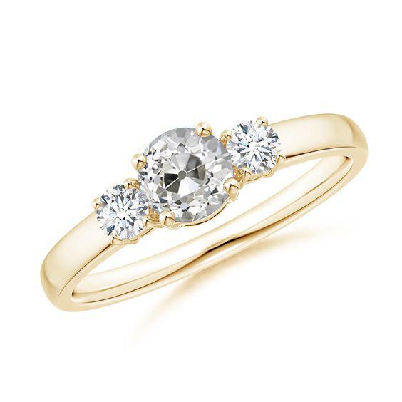 Gelbgold Natürlich Diamantring 3 Steine Runder Altschliff Schmuck 2 Karat - harrychadent.ch