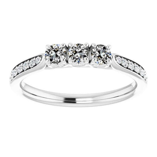 Gold-Jubiläumsring Runder Alter Minenschliff Echt Diamant-Krapfen-Set 4 Karat