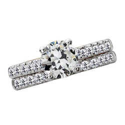Gold-Verlobungsring-Set Runder Alter Minenschliff Echt Diamantschmuck 6 Karat