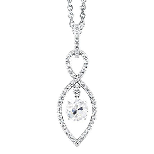 Gold 14K Echt Diamant-Anhänger Runder Altschliff 2,50 Karat Zinken-Set