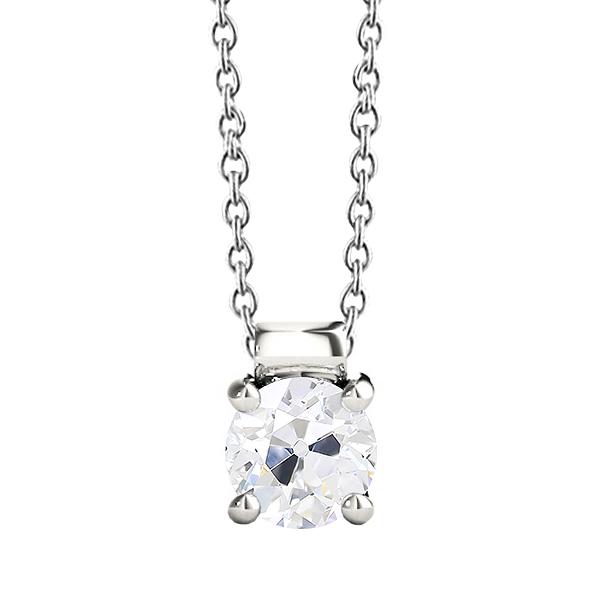 Gold 14K Echt Diamant-Anhänger mit Ketten-Zinken-Set Runder Altschliff 2 Karat - harrychadent.ch