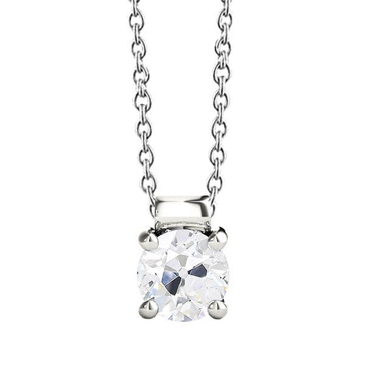 Gold 14K Echt Diamant-Anhänger mit Ketten-Zinken-Set Runder Altschliff 2 Karat - harrychadent.ch