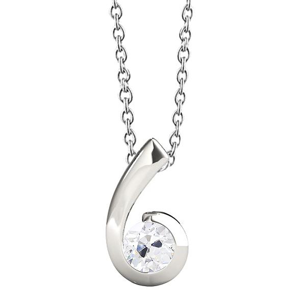 Gold 14K Echt Diamant-Solitär-Anhänger gebogen rund alter Bergmann 1 Karat- harrychadent.ch