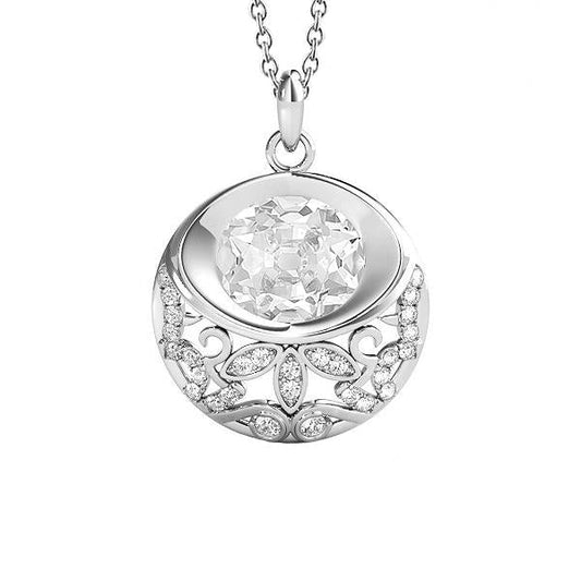 Gold 14K Echt Diamant Anhänger Rund & Oval Alter Bergmann 3,50 Karat Mit Kette