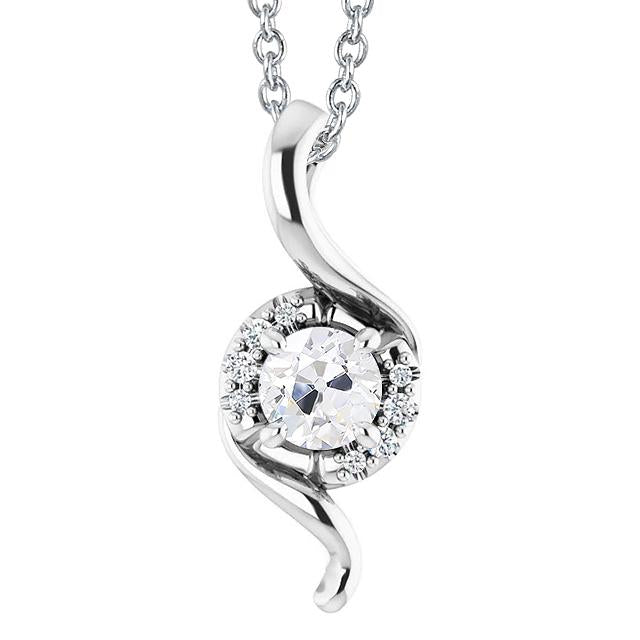 Gold 14K Echt Diamant Anhänger Runder Altschliff 2 Karat Twisted Style - harrychadent.ch