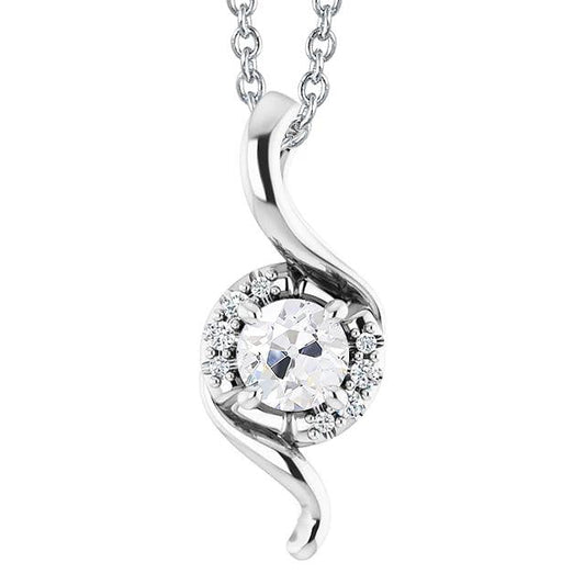 Gold 14K Echt Diamant Anhänger Runder Altschliff 2 Karat Twisted Style - harrychadent.ch