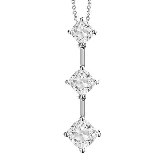 Gold 14K Echt Diamant Drei Stein Anhänger Kissen Old Mine Cut 4 Karat - harrychadent.ch