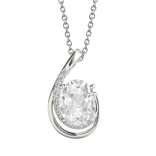 Gold 14K Gebogener Natürlich Diamant Anhänger Rund & Oval alter Bergmann 4 Karat - harrychadent.ch
