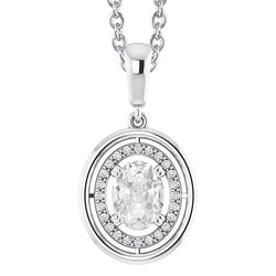 Gold 14K Halo-Natürliche Diamant-Anhänger Ovaler Altschliff-Doppelstift-Set 3 Karat