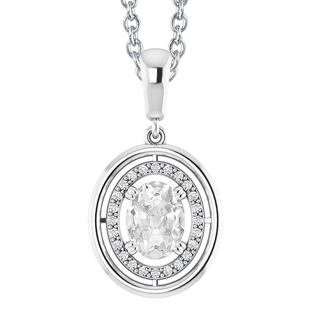 Gold 14K Halo-Natürliche Diamant-Anhänger Ovaler Altschliff-Doppelstift-Set 3 Karat