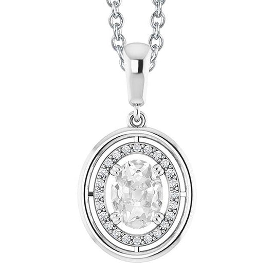 Gold 14K Halo-Natürliche Diamant-Anhänger Ovaler Altschliff-Doppelstift-Set 3 Karat