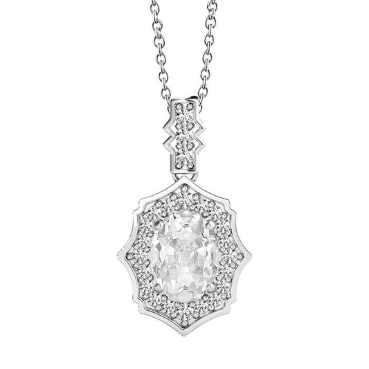 Gold 14K Halo Echt Diamant Anhänger Rund & Oval Alter Bergmann 3,50 Karat