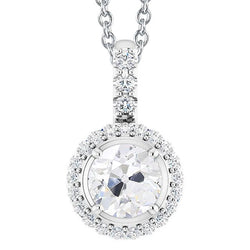 Gold 14K Halo Echt Diamant Anhänger Rundschliff Alter Bergmann 4,50 Karat